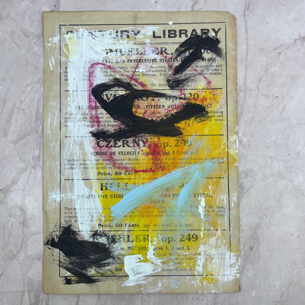 Original Abstract Art Painting "Czerny" On Sheet Music 7x10 - Picture 2 of 5